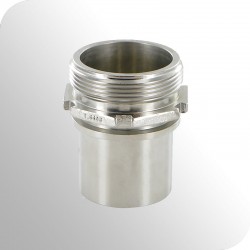 Raccord mâle fond plat à douille lisse et collerette. Norme DIN2817. NETRACCORD